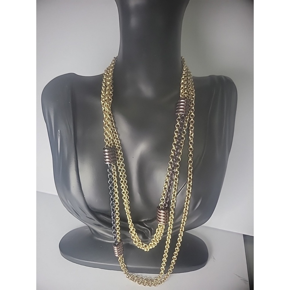 Vintage Baskin Brothers Gold Tone Chain Double Strand Neacklace Jewelry Costume